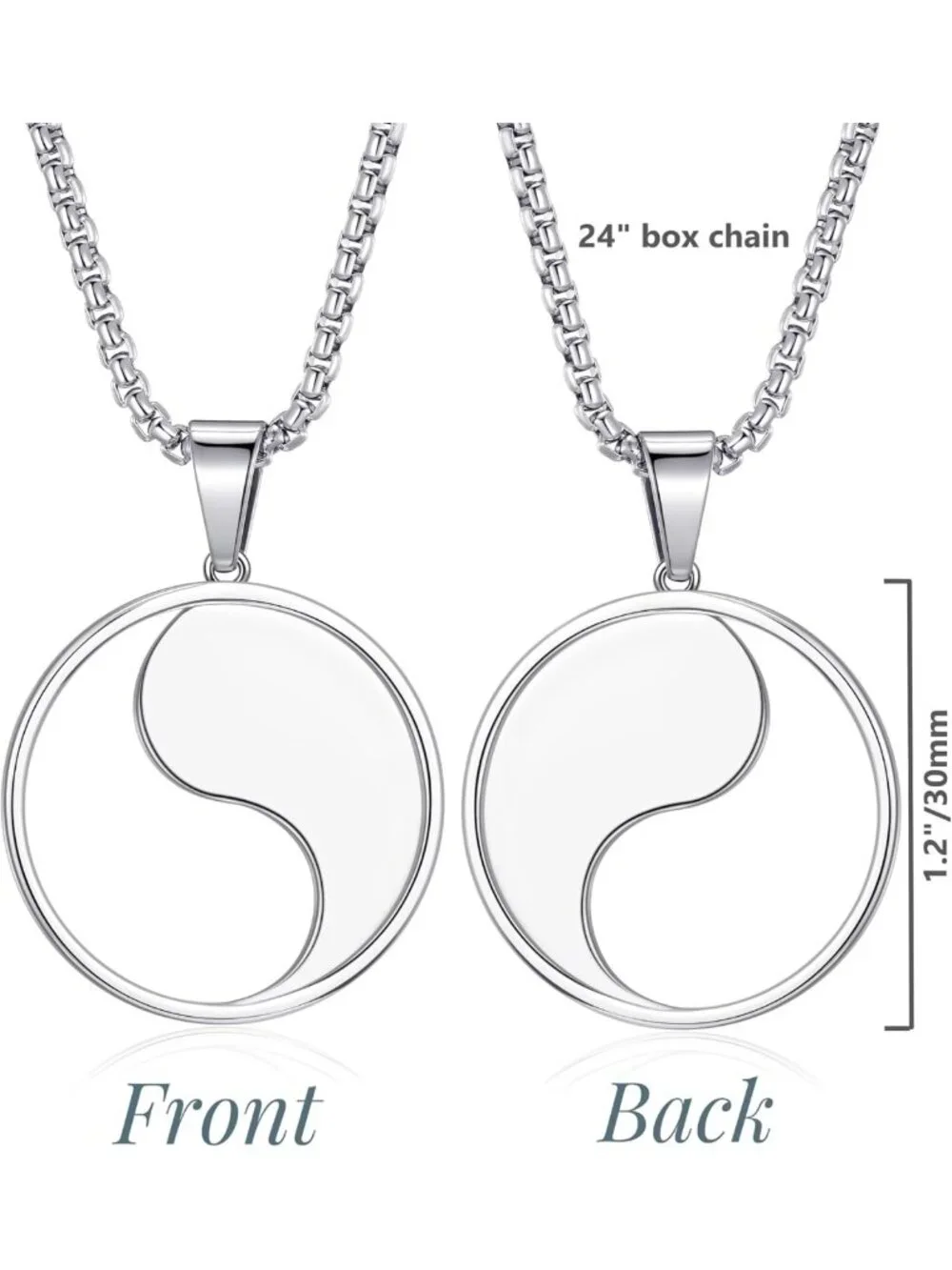 Men's Yin Yang Pendant Necklace - 24
